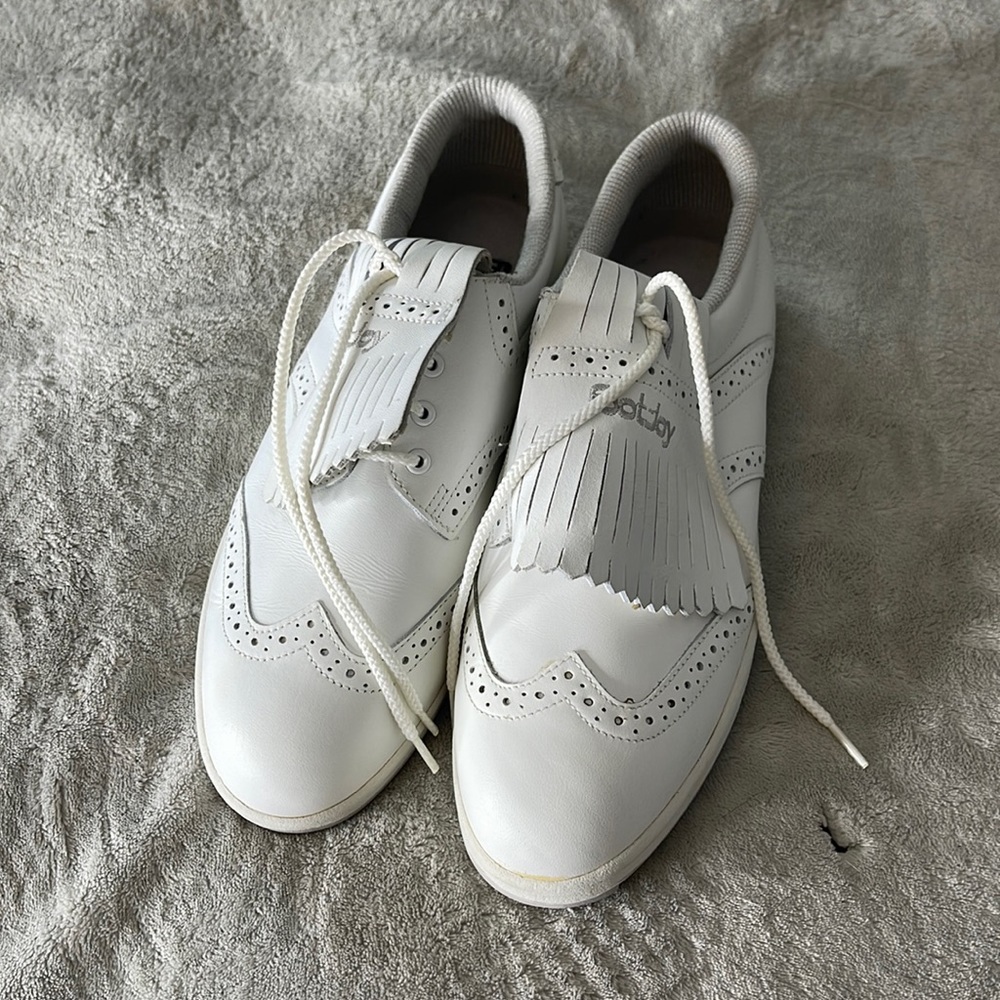 FOOTJOY White Leather Fringe Detail Golf Shoes Size 9